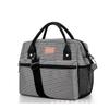 Bolsa de Picnic Aislada Rayada Bolso de Hombro Rayas Blancas y Negras Bolsa Aislada Gran Capacidad Tela Oxford Bolsa de Hielo Aislada Personalización Transfronteriza