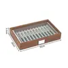 Caja de Almacenamiento Transparente de Gran Capacidad para Bolígrafos con Veta de Madera de Nogal Negro, Caja Vintage para Almacenamiento y Exhibición de Papelería, Caja de Gabinete a Prueba de Polvo