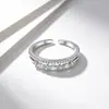 Anel Dupla Camada Gota d'Água Zircônia Prata de Lei S925 Transfronteiriço para Mulheres, Estilo Ins Nicho Luxo Leve Anel Aberto Empilhável