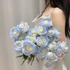 Rosa azul hielo única con sensación hidratante artificial, ideal para el Día de San Valentín, decoración del hogar, rosa de Ecuador.