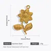 Acessórios de Joias em Aço Inoxidável Banhados a 18K Pingente de Colar Flor Exquisita Folha Gotejamento de Óleo Acessórios de Joias Artesanais DIY
