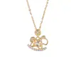 Yuebao Joyería Cristal Natural Plata de Ley S925 Chapado en Oro Citrino Caballo Mecedor Lindo Colgante de Collar del Zodiaco
