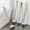 Escova de Banheiro de Aço Inoxidável com Cabo Longo Plástico Cabeça Redonda Limpeza Sem Cantos Mortos Vaso Sanitário Pendurar Escova de Vaso Sanitário com Cabo Longo