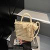 2025 Nuevo Bolso Tejido Hueco de Moda Estilo Coreano Bolso de Hombro Cruzado Hecho a Mano Puro Bolso de Paja Bolso de Playa para Mujer de Vacaciones