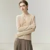 Nova coleção outono e inverno: cardigã feminino de cashmere puro com decote em V, uma peça de outer wear quente e elegante que afina a silhueta e é versátil