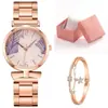 Comercio exterior nuevo correa de acero simple hoja de palma esfera de moda para mujer casual de negocios versátil reloj de cuarzo caja de regalo