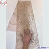 Bordado com Lantejoulas e Miçangas Renda Brilhante Marca Europeia e Americana Vestido de Casamento Design Love Tecido de Renda Miçanga DIY