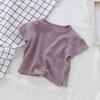 Camisetas de Manga Corta de Verano para Niños y Niñas, Elegantes Tops de Algodón de Color Sólido con Cuello en V Estilo Coreano para Niños, Exclusivamente para Exportación Transfronteriza