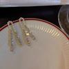 Pendientes de Borla con Perla y Pedrería de Plata S925, Lujo Ligero, Nicho, Zirconia, Elegantes, para Celebridades de Internet, con Costuras para Mujer