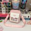 Bolso bandolera de hombro para mujer, estilo japonés, con dibujos animados en contraste, transparente, pequeño, tipo cartera, de 10 cm.