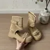 Botas Curtas com Solas Grossas, Sapatos Plataforma de Verão, Novo Estilo 2026, Sandálias Slip-On para Mulheres, Sandálias Plataforma Jeans