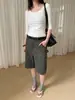 Yuyi 2026 Verano Nuevo Estilo Retro Shorts de Mezclilla Color Verde Militar para Mujer Shorts de Mezclilla de Pierna Recta Cx6257