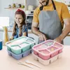 Caja de Almuerzo de Cáscara de Arroz Grado Alimenticio Vajilla de Trigo Caja de Almuerzo Paja con Aroma a Trigo Partición Caja de Almuerzo Cuadrada Caja para Comida Rápida