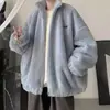 Jaqueta grossa de lã de cordeiro com forro de fleece de alta qualidade 2025, tamanho plus size, estilo coreano, solta, moderna, estilosa, jaqueta masculina