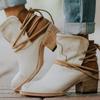 2019 Nuevo Estilo Botas de Cuero para Mujer Retro Europeo y Americano de Caña Baja con Tacón Grueso Zapatos de Mujer Fabricante de Botas de Cuero Venta al por Mayor