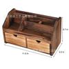 Caixa de Armazenamento de Mesa de Madeira Estilo Retrô Compartimento Multifuncional Caixa de Armazenamento de Papelaria Armazenamento de Mesa de Madeira Escura Caixa de Madeira