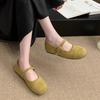 Zapatos Planos Rojo Claro para Mujer Primavera y Otoño Nuevo Estilo Retro Francés Hada Suave Zapatos Mary Jane de Gamuza Zapatos Planos con Suela Plana