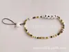 Nueva cadena de móvil bohemia colorida de cuentas de arroz y cristal, colgante de cuerda, cadena de móvil con letra personalizada