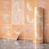 Pegatinas de pared autoadhesivas IXPE transfronterizas, pegatinas de pared decorativas de rollo de material de alto brillo con patrón de plumas rosas, venta al por mayor