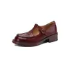 Zapatos Pequeños de Cuero Estilo Artístico Retro Mary Jane de Piel de Vaca Otoño 2026 Tacón Medio Grueso Punta Redonda Piel Genuina Correa en T Zapatos Individuales para Mujer