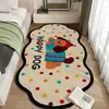 Tapete de Veludo Cristal com Desenho de Filhote para Cabeceira, Tapete de Quarto Antiderrapante e Absorvente de Água com Formato Especial, Tapete de Cabeceira para Casa, Tapete Refrescante