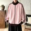 Cardigan suéter casual de waffle listrado estilo americano juvenil tendência para outono