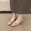 2026 Sapatos de Vovó Primavera e Outono Sapatos de Solteiro Bico Quadrado Salto Plataforma Retrô Altura Oculta Para o Trabalho Pequeno 4cm Novo Veludo Laço