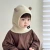 Chapéu e Cachecol Integrados para Bebê 2024 Outono e Inverno Chapéu Quente para Proteger o Pescoço do Bebê Chapéu de Tricô com Proteção para as Orelhas Ye12 para Meninos e Meninas