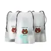 Em estoque bolsa de cordão pe urso bolso simples bolsa de cordão transparente bolsa de cordão eva fosco bolsa translúcida bolsa de cordão