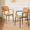Silla de Ratán de Plástico Silla de Comedor para el Hogar Silla de Ratán Engrosada para Exteriores Silla con Respaldo Taburete Nórdico con Reposabrazos Silla de Mesa de Comedor