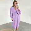 Nuevo Producto de Primavera 2026 de Amazon Bata de Noche de Algodón Puro Estilo Europeo y Americano Holgada y Cómoda Ropa de Casa Pijamas para Mujer