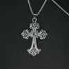 Colar Europeu e Americano Transfronteiriço com Flor Recortada e Pingente de Cruz com Diamante Colorido Corrente de Corda de Cera Simples Retrô Versátil