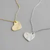 080 Collar de Plata de Ley S925 Coreano INS Corazón Irregular Cóncavo-Convexo Collar de Cadena de Plata para Mujer Adornos de Clavícula