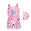 Nuevo traje de baño infantil para niñas, de una sola pieza estilo sirena con volantes, disponible en varias tallas para niñas pequeñas