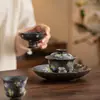 Taza de té de cerámica pintada a mano con flor de osmanthus a la luz de la luna, un juego de té para uso doméstico, perfecto como regalo para mujeres que aprecian el té