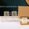 Lindo vaso pequeño de vidrio resistente a altas temperaturas de dibujos animados con asa, taza de té de alto valor de color, vidrio transparente de alto borosilicato al por mayor