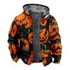 2024 transfronterizo nuevo Halloween forro polar engrosado doble forro terciopelo grueso acolchado de algodón chaqueta cremallera bolsa para excavar chaqueta acolchada de algodón cálida