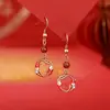 Aretes Originales de Carpa de la Suerte con Peces Cada Año, Pendientes Retro de Chinoiserie Estilo Nacional Oro Púrpura Arena, Pendientes de Moneda de Año Nuevo