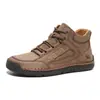 Botas de Cuero para Hombre de Talla Grande Transfronterizas, Zapatos de Moda con Costuras para Hombre, Botas Martin Planas con Cordones, Zapatos de Caña Alta para Exteriores 8317