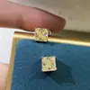 Aretes de Diamante Amarillo Diamante de Alto Carbono [Liquidación Envío Gratis] Sencillos Ins Cuadrado de Princesa 6*6mm Aretes Corte Flor de Hielo Plata S925