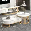 Mueble de TV de Pizarra de Lujo Ligero Mesa de Café Combinación Mesa de Café Moderna Simple para Apartamento Pequeño Gabinete de Piso para Sala de Estar Mueble de TV