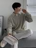Suéter Half Zip Masculino Outono e Inverno Estilo Japonês Estilo Coreano Retrô Estilo Preguiçoso Lampela Camisola Malha Suéter Casual Folgado Moda