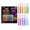 Plumones fluorescentes UV de 12 colores para pintar el cuerpo, pinceles para decoración facial, suministros para body painting para discotecas, conciertos y eventos