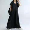 2026 Verão Novo Roupas Femininas Estilo Japonês Transfronteiriço Vestido Liso de Manga Morcego com Gola V e Pregas Slim Fit Vestido Feminino