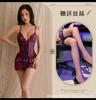 Coni Ropa de Dormir Transparente de Encaje Sexy Pura Pasión Lencería Sexy Camisón con Liguero Morado Uniforme de Tentación para No Quitarse Venta al por Mayor