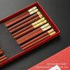 Chopsticks Quadrados Chineses Dupla Felicidade Sândalo Vermelho Madeira Asa de Frango Chopsticks Auspiciosos Doméstico Hotel Embalado Chopsticks de Presente Gravação
