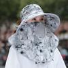 Chapéu de Sol Novo 2025 com Aba Grande Feminino de Verão para Bicicleta com Cobertura Facial Anti-Ultravioleta Chapéu de Sol com Aba Grande Chapéu Fresco para Colheita de Chá