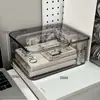 Caixa Organizadora de Acrílico Altamente Transparente para Mesa com Tampa Flip-Top à Prova de Poeira Cesta Organizadora com Tampa para Quarto Dormitório Escritório