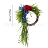 Nuevo producto transfronterizo de Amazon: Corona del Día de la Independencia de Estados Unidos con hortensias, rosas, guirnalda floral roja, blanca y azul, adorno colgante decorativo