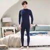 Traje de ropa de otoño de cuello alto medio ropa interior de hombre suéter fino pantalón ajustado de abrigo cálido primavera y otoño